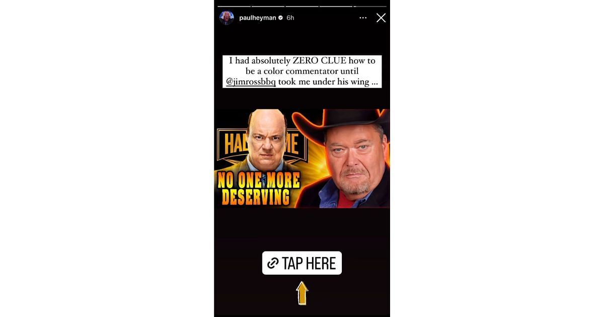 Paul Heyman praises Jim Ross on Instagram [Screenshot from Heyman&#039;s Instagram Story]