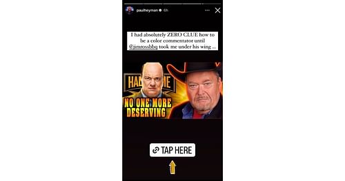 Paul Heyman praises Jim Ross on Instagram [Screenshot from Heyman's Instagram Story]