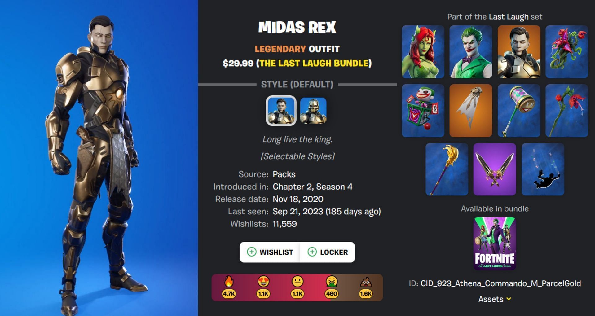 You can buy the Midas Rex in the Item Shop. (Image via Fortnite.GG)