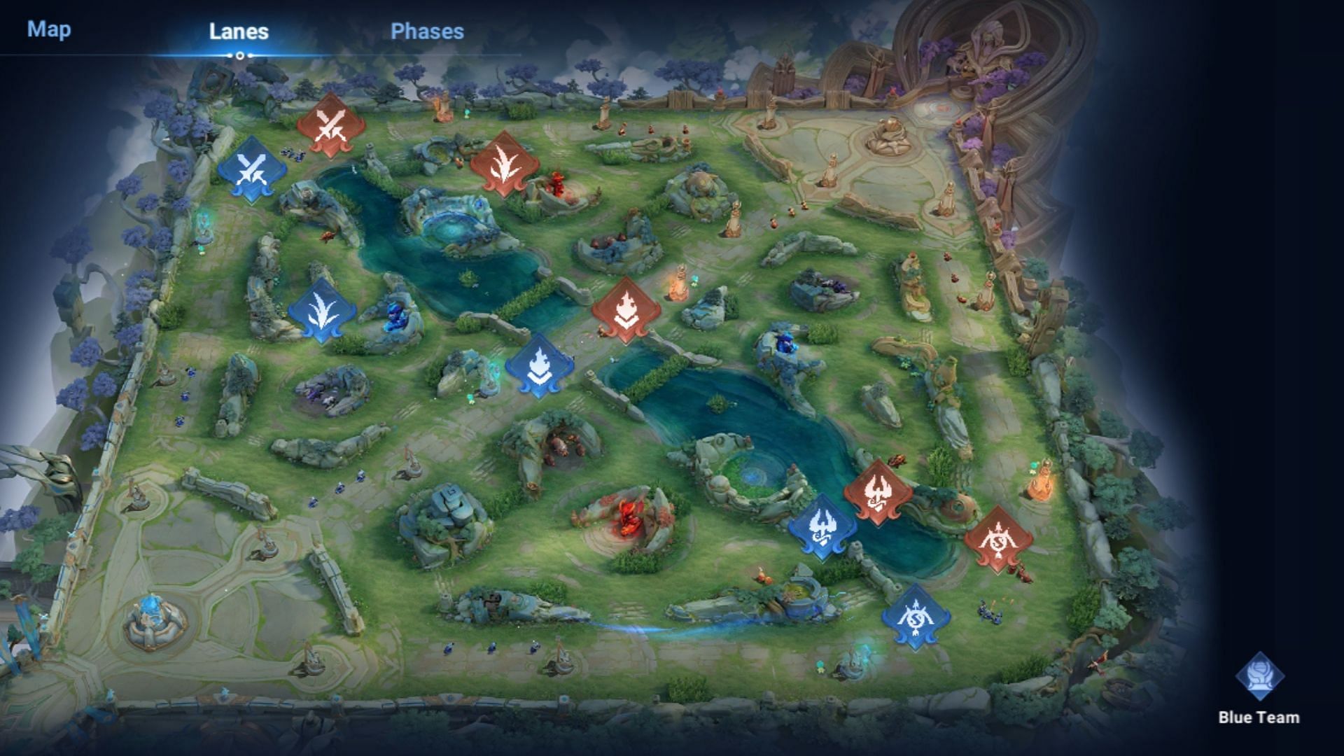 There are three lanes in Honor of Kings: Clash Lane, Mid Lane, and Farm Lane. (Image via Level Infinite)