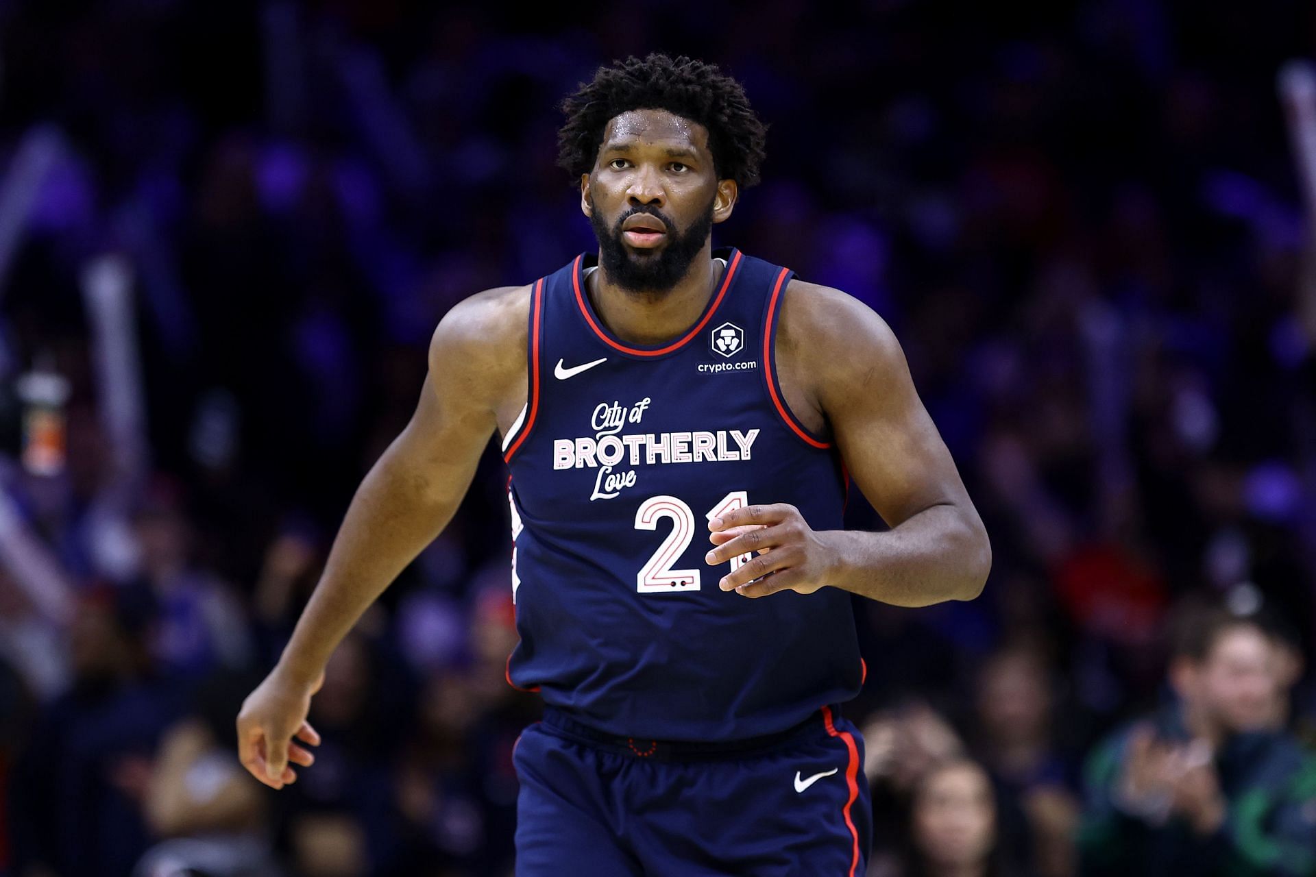 Joel Embiid in action for San Antonio Spurs v Philadelphia 76ers