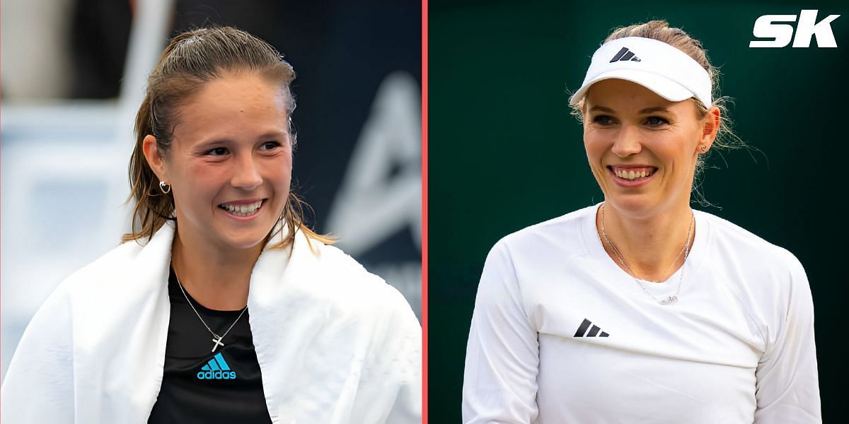 Daria Kasatkina (L) and Caroline Wozniacki (R)