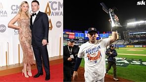 In Photos: Astros star Alex Bregman makes a statement with $1,921 Celine jacket over edgy camouflage pants