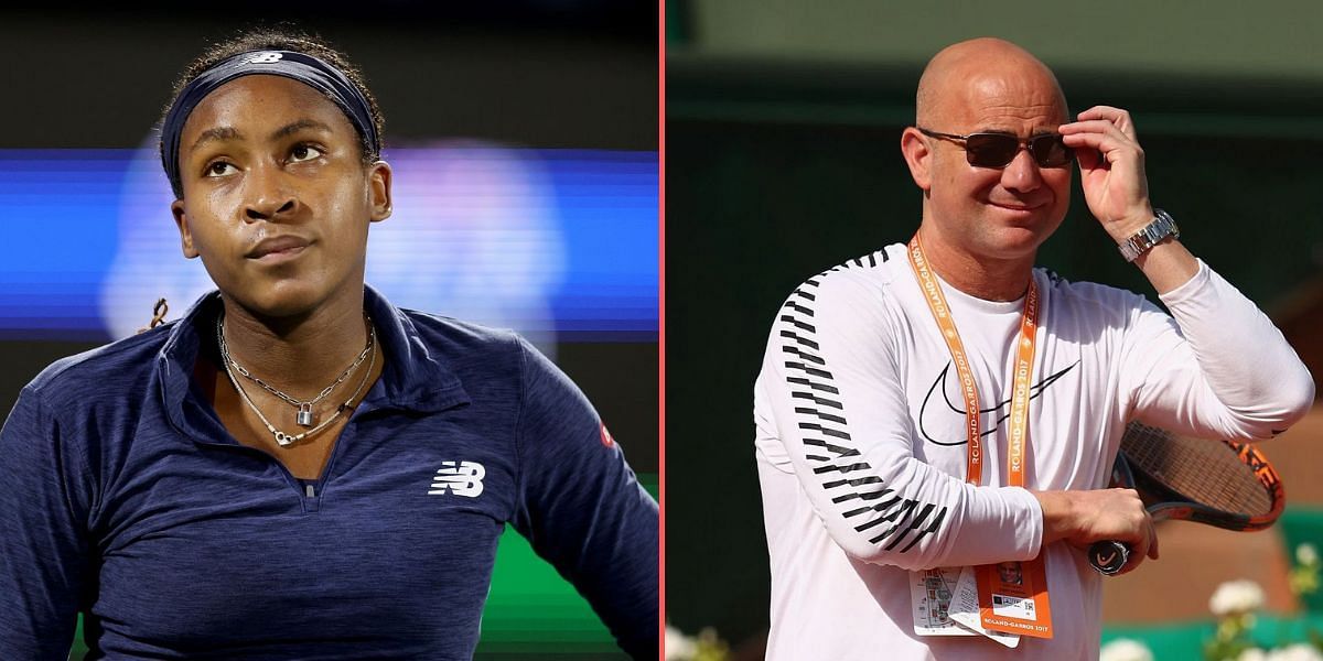 Coco Gauff (L) and Andre Agassi (R)