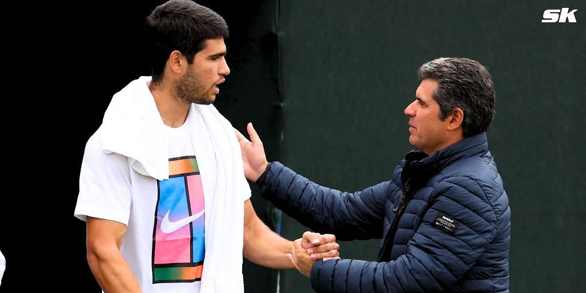 Carlos Alcaraz greets his father Carlos Sr.