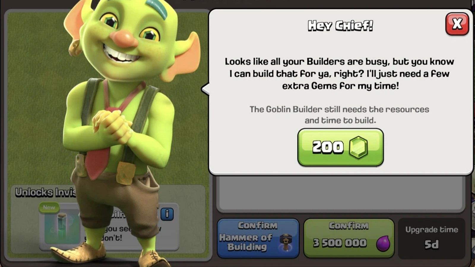 Goblin Builder cost (Image via Supercell)