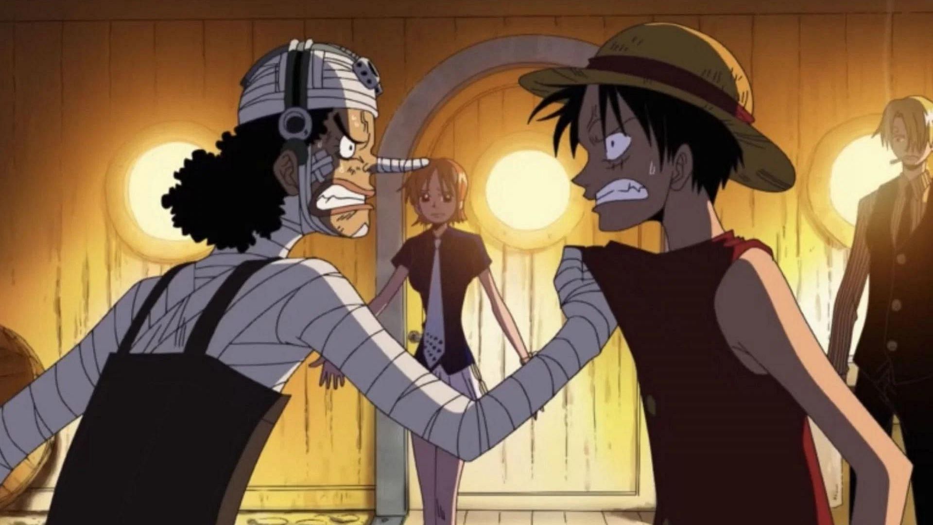 Usopp fights Luffy to save Going Merry (Image via Toei Animation)