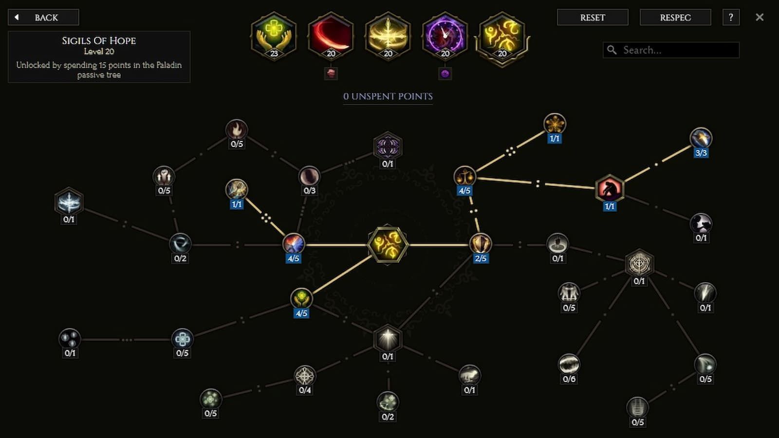 Skill tree for Sigils of Hope (Image via Last Epoch Tools/Eleventh Hour Games)