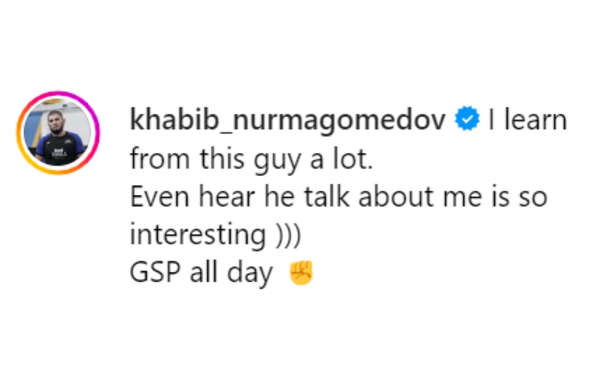 Khabib Nurmagomedov&#039;s response