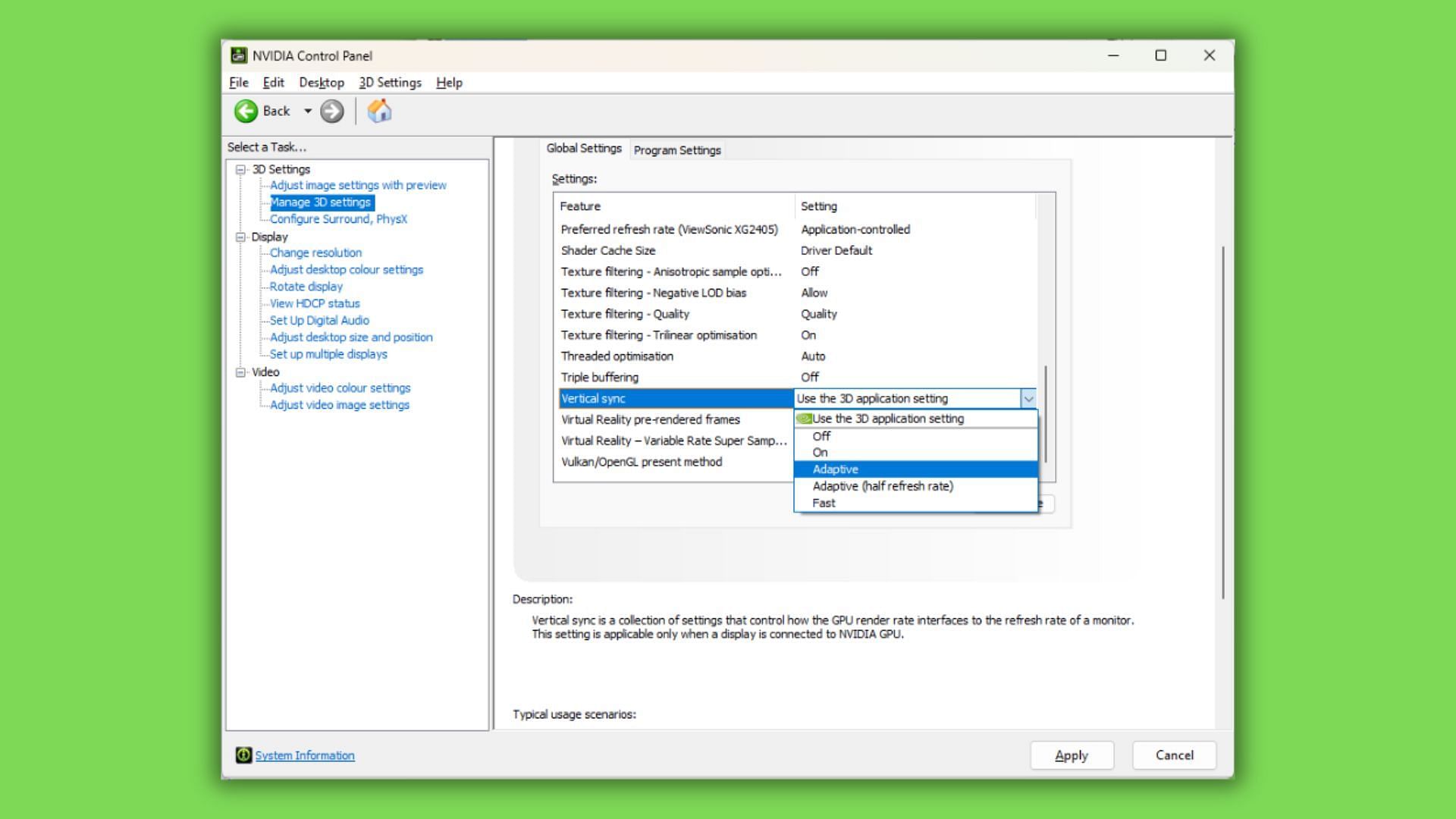 VSync reduces screen tearing at high frames (Image via Nvidia)