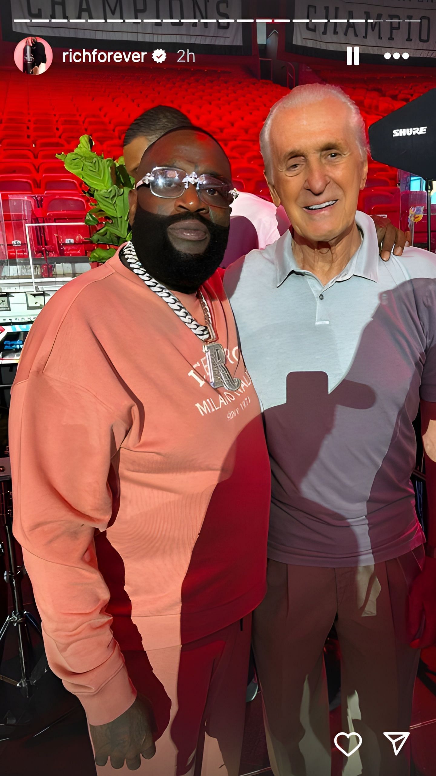 Rick Ross with Miami Heat president Pat Riley