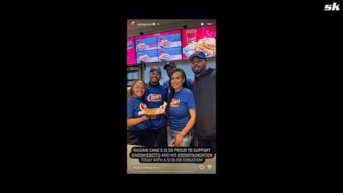 Screenshot from Raising Cane's story on Instagram