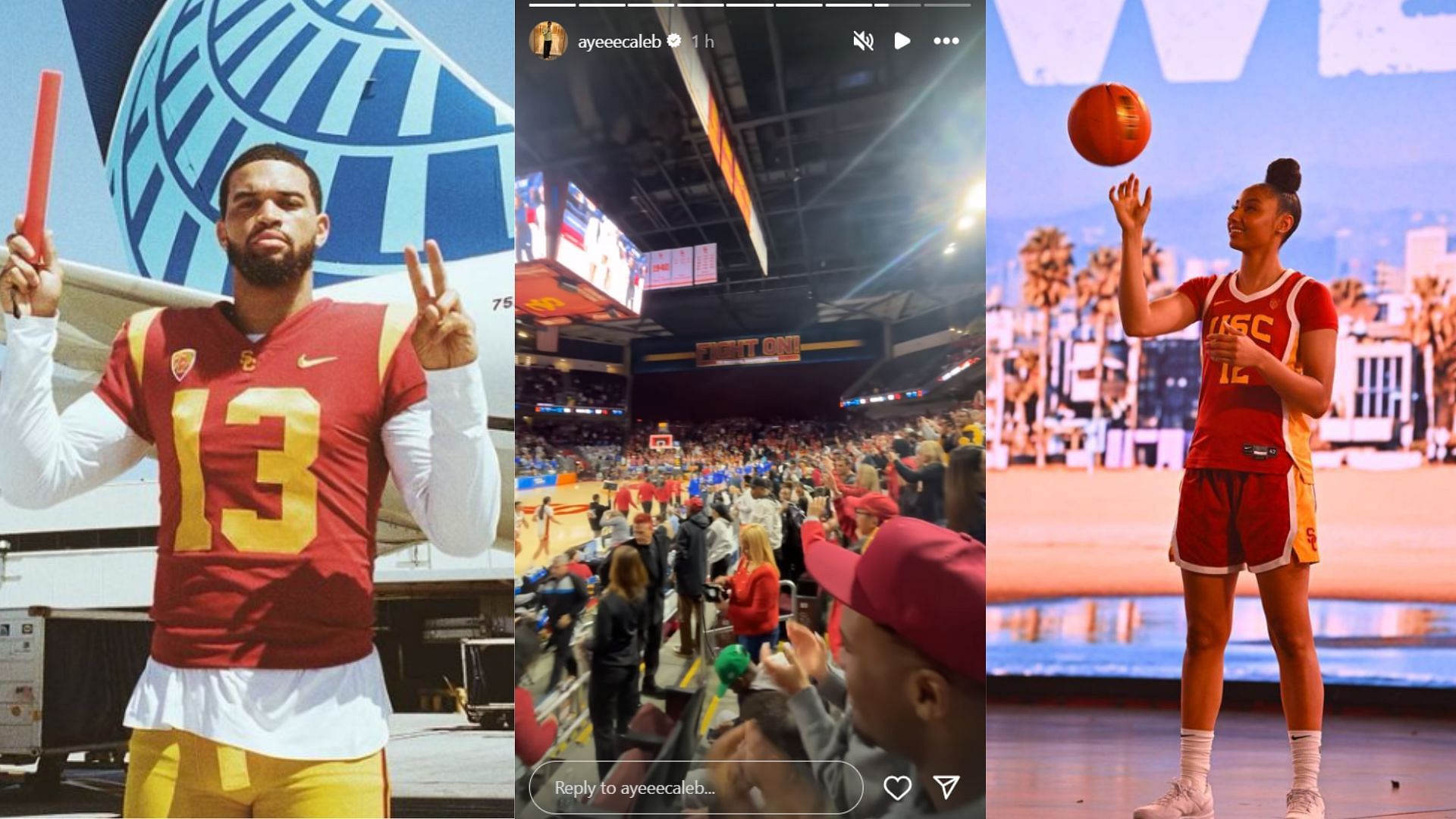 Caleb Williams attended the USC vs. Texas A&amp;M WNCAA game.