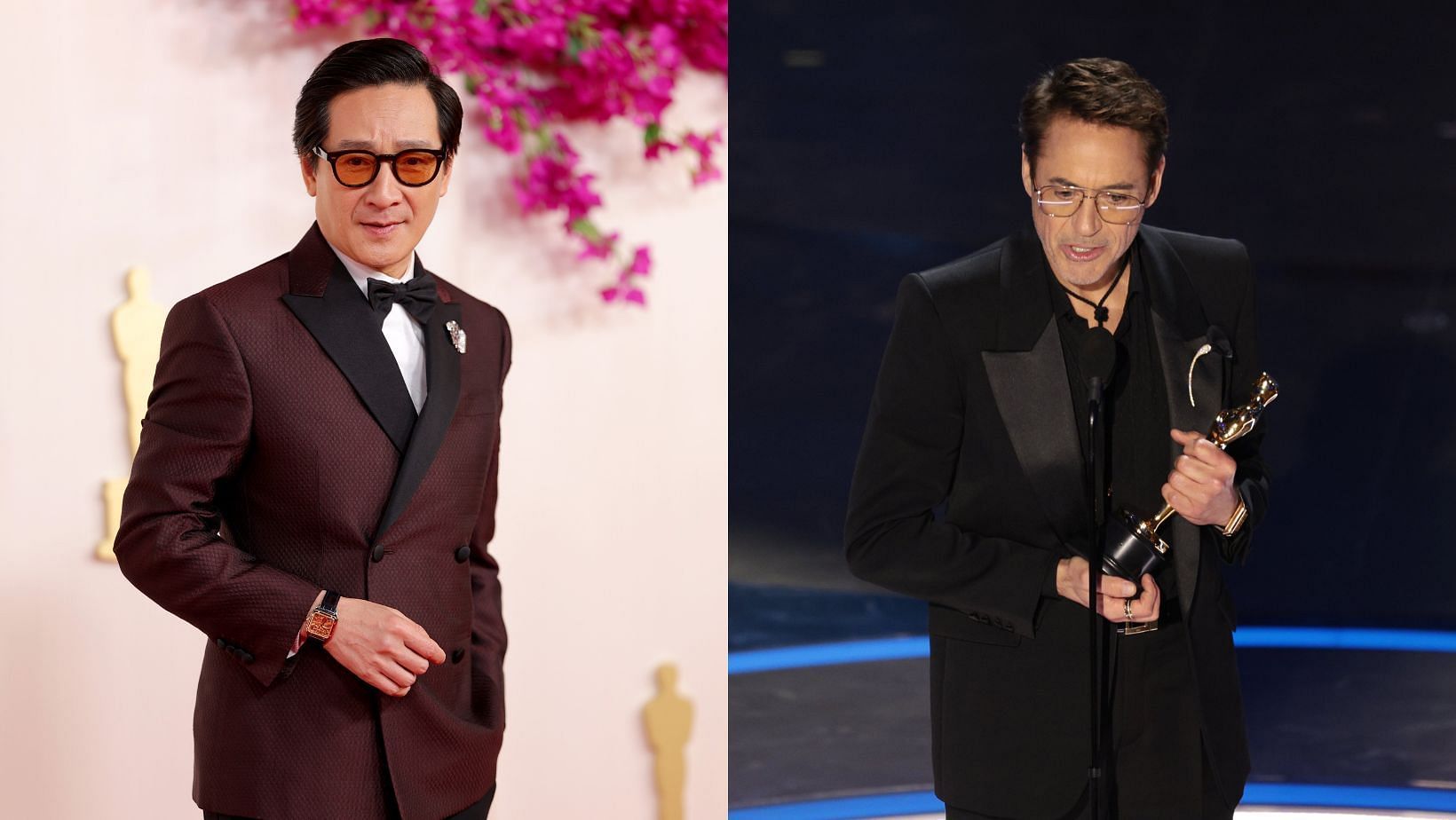 Robert Downey Jr. allegedly ignoring Ke Huy Quan onstage at the 2024 Oscars. (Image via X/@WinterMoon1013)