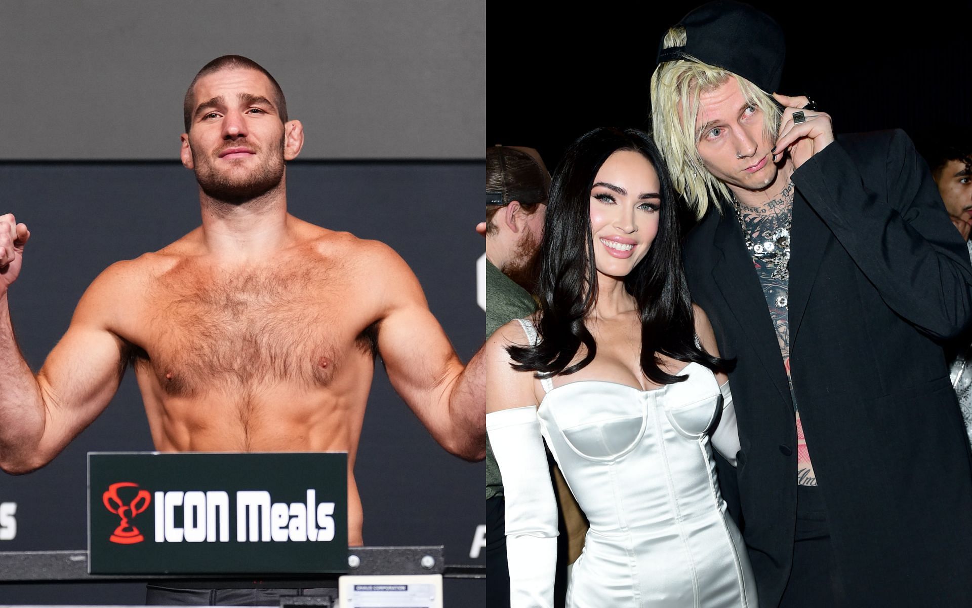 Sean Strickland (left) on Megan Fox and MGK (right) calling off engagement [Image via: Getty Images] 