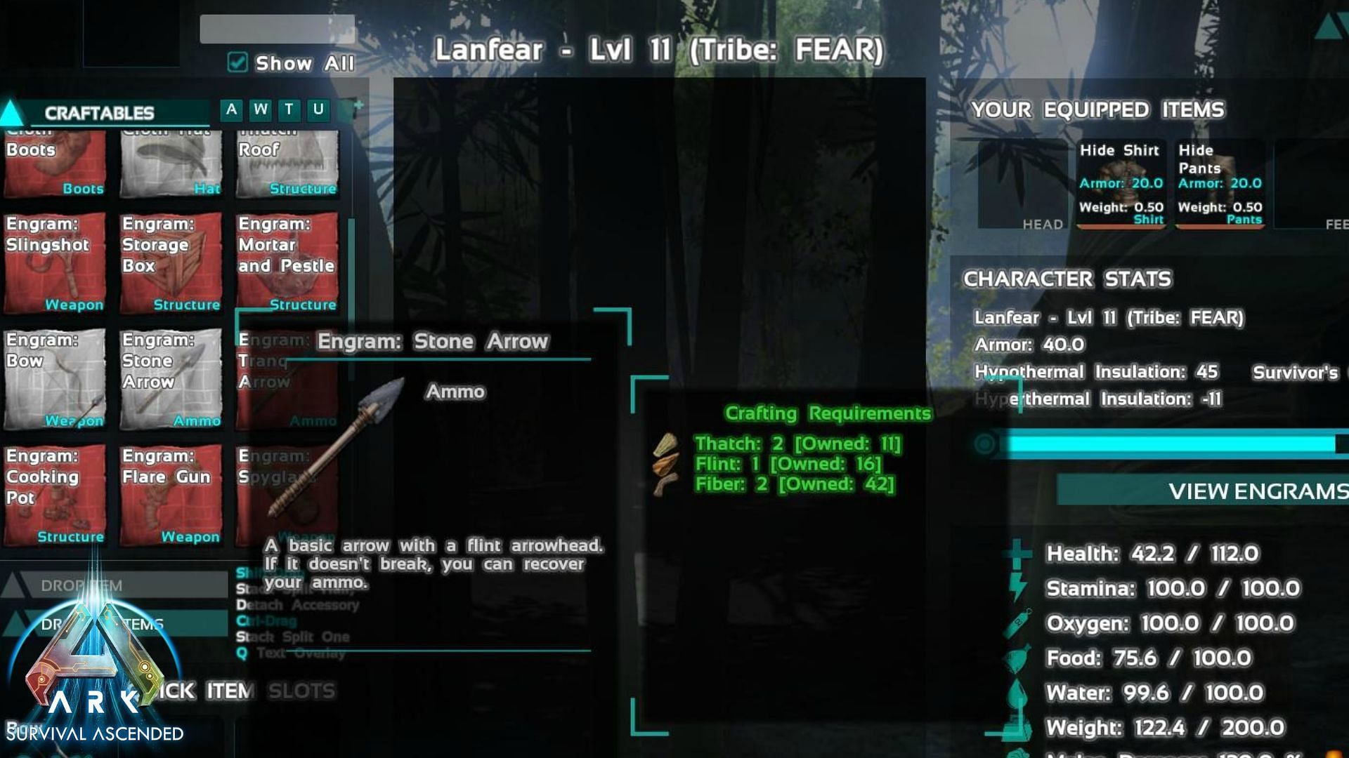 One must craft weapons to increase their chances of survival in ARK Survival Ascended (Image via Studio Wildcard)