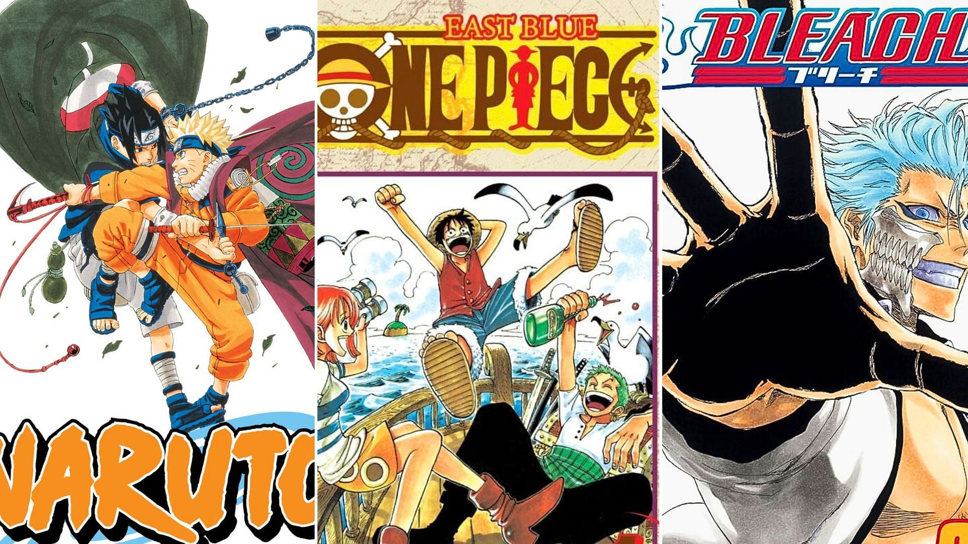  Cover of Naruto by Masashi Kishimoto, Cover of One Piece by Eiichiro Oda, Cover of Bleach by Tite Kubo