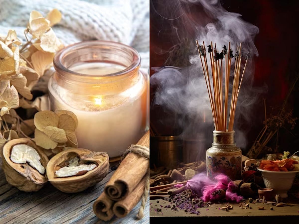 Scented candles vs incense sticks (Image via freepik.com)