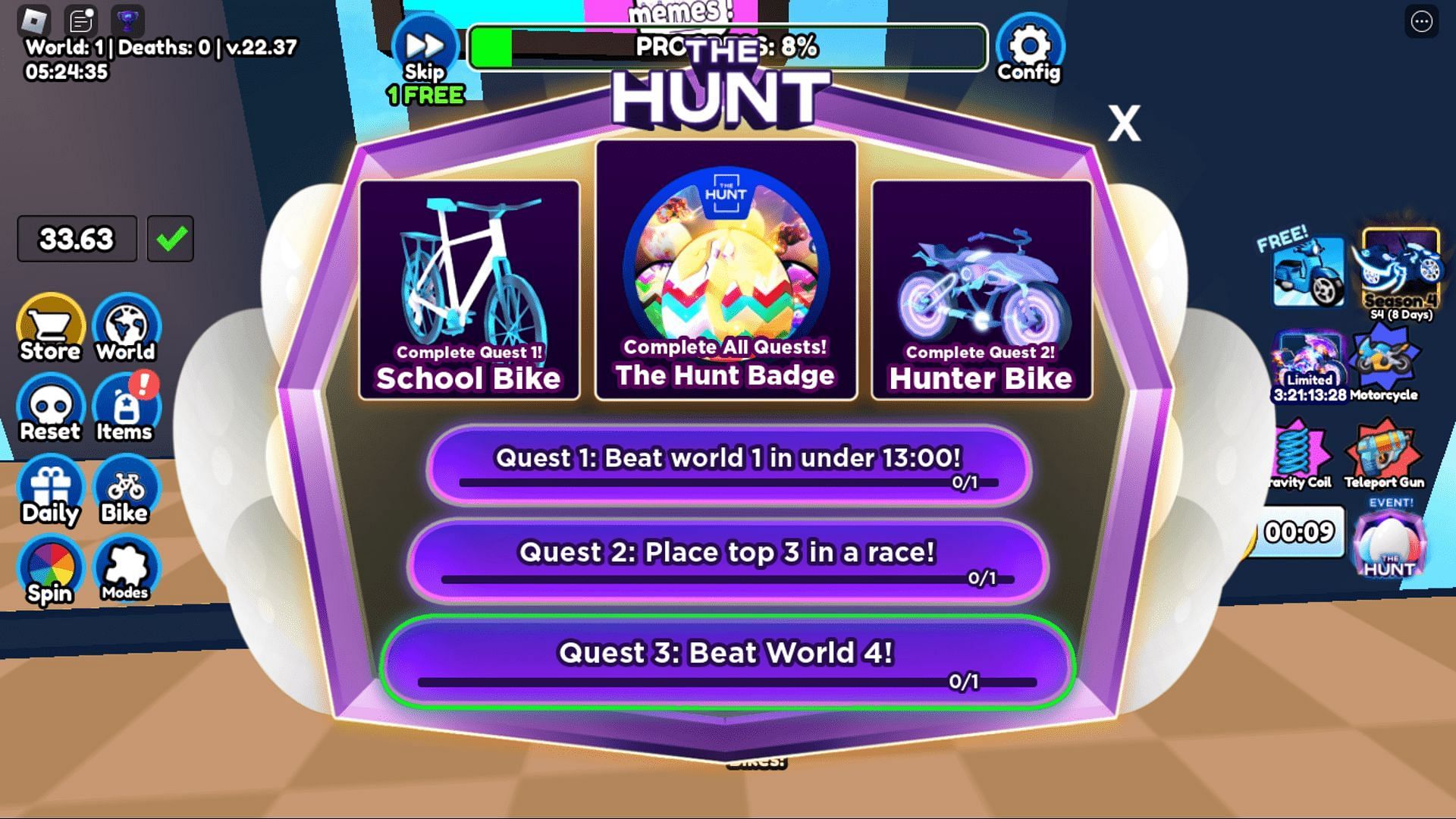 The Hunt Quest in Obby But You&#039;re On A Bike (Roblox || Sportskeeda)