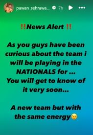 Pawan Sehrawat's Instagram Story