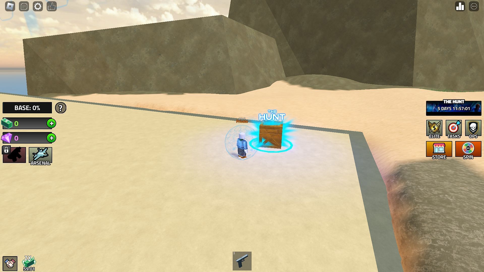 Collecting a crate for The Hunt (Image via Roblox)