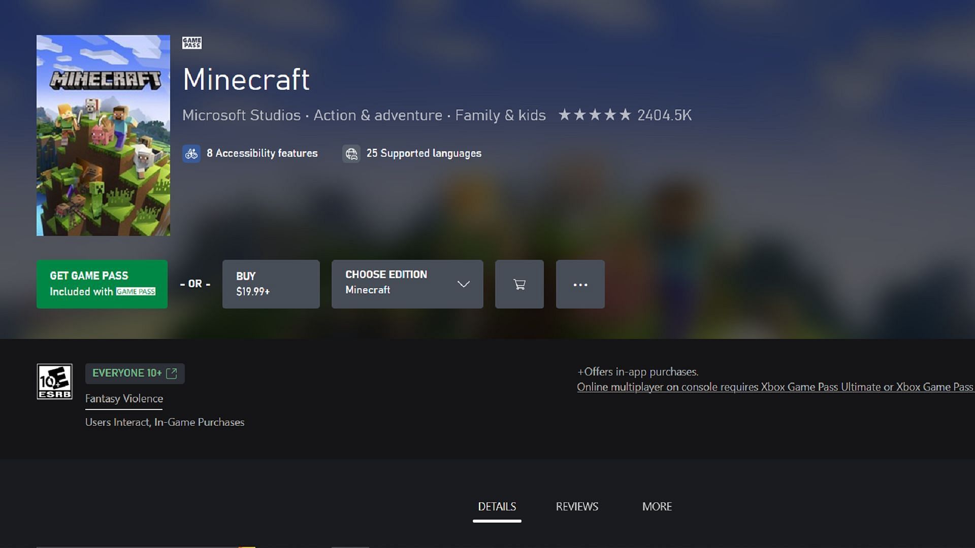 Updates on Xbox can be activated via the Microsoft Store (Image via Mojang/Microsoft)