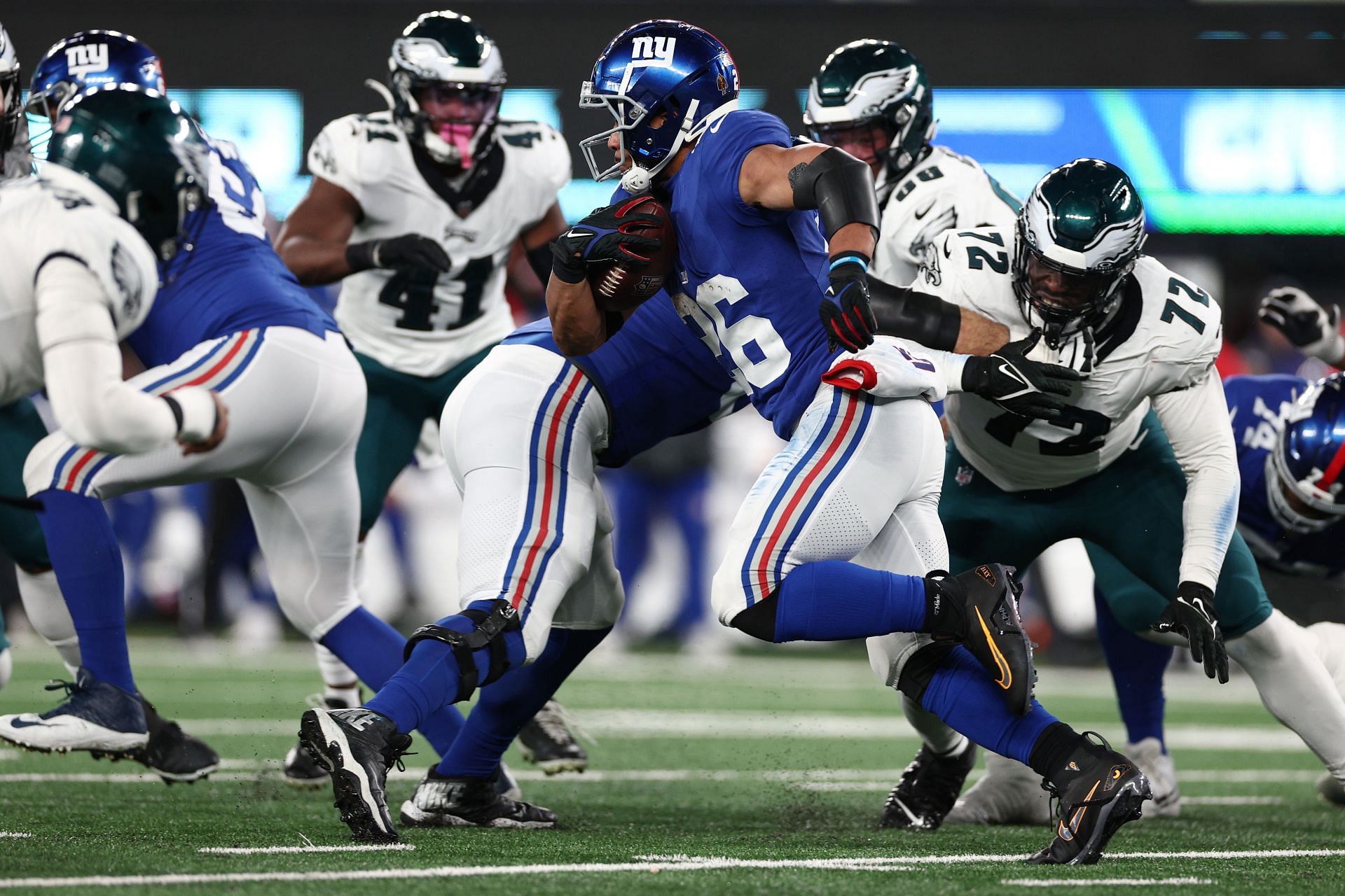 Saquon Barjkey during Philadelphia Eagles v New York Giants