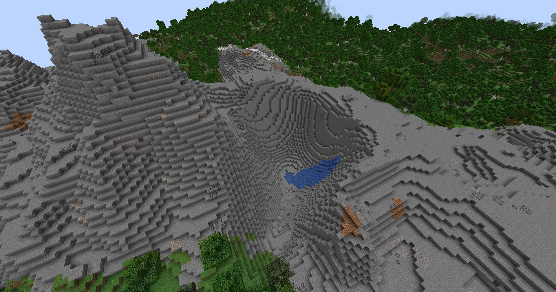 Stony peaks are incredible places to visit early game to mine (Image via Mojang Studios)