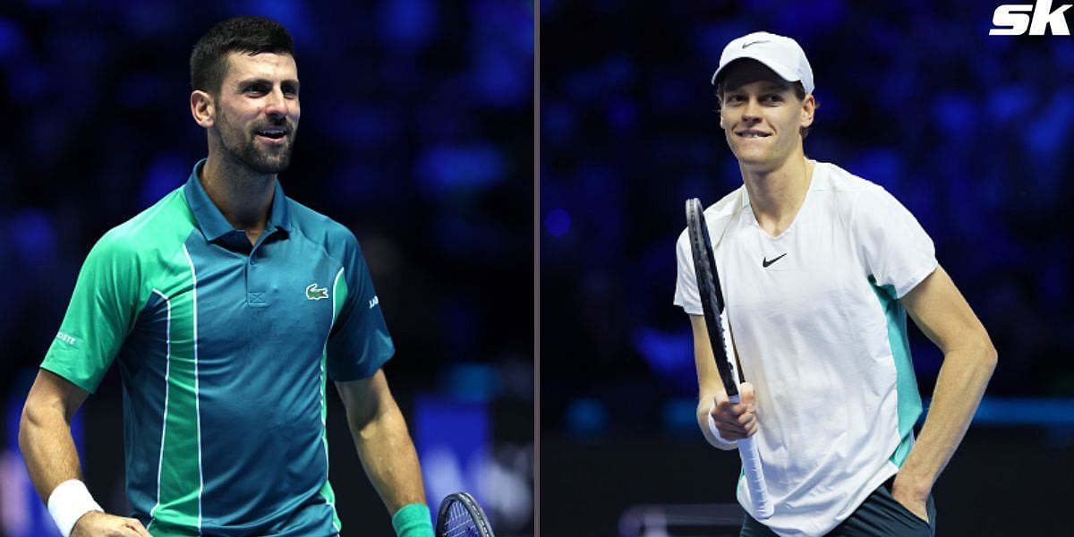 Novak Djokovic (L) and Jannik Sinner (R)