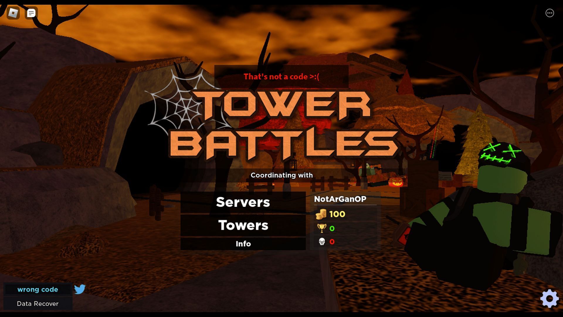 Troubleshoot codes in Tower Battles (Image via Roblox || Sportskeeda)