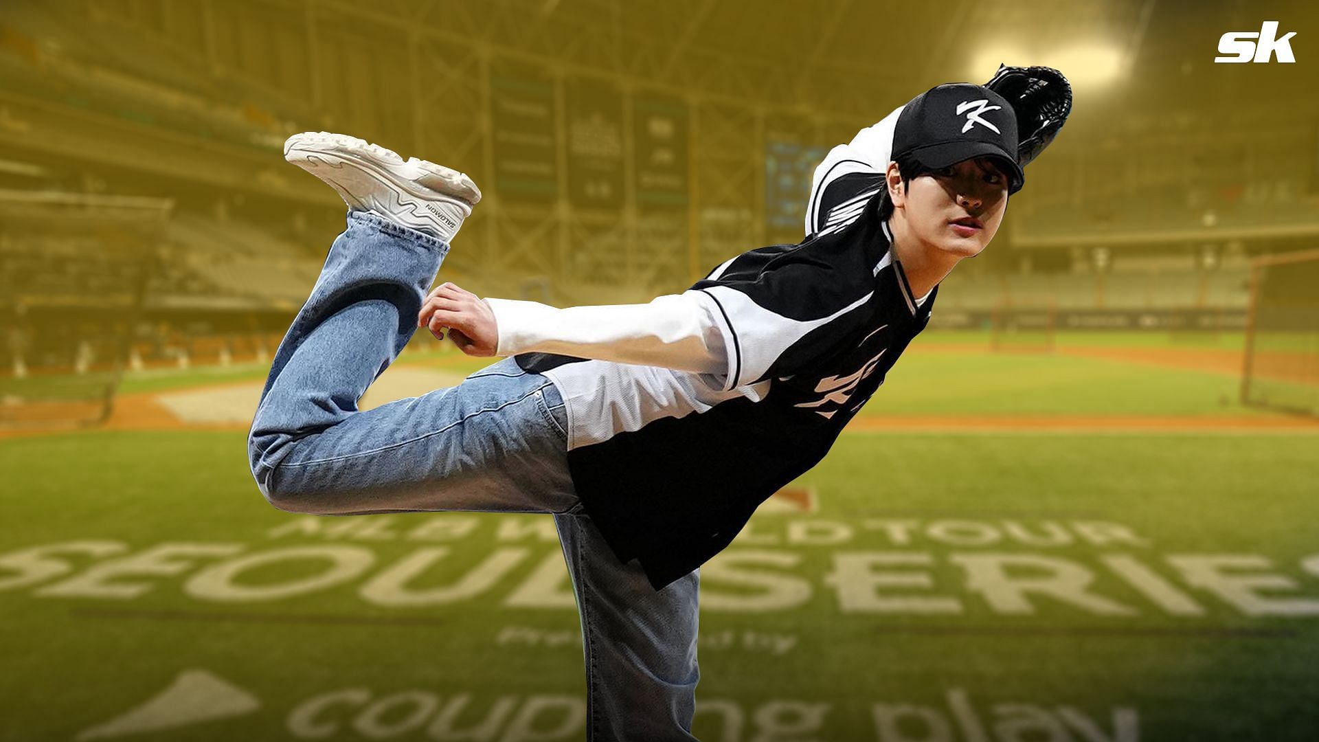 &quot;Dude throwing better than Yamamoto in spring training&quot; - K-Pop idol Kim Seungmin stuns MLB fans with spot-on first pitch