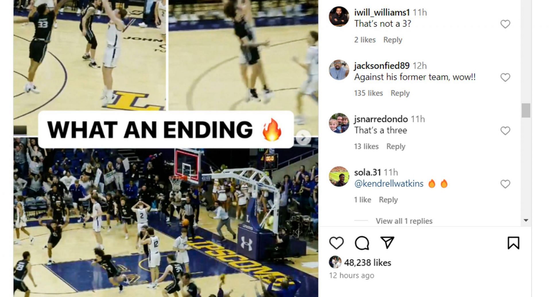 Instagram users reacted to Johnson&#039;s game winner.