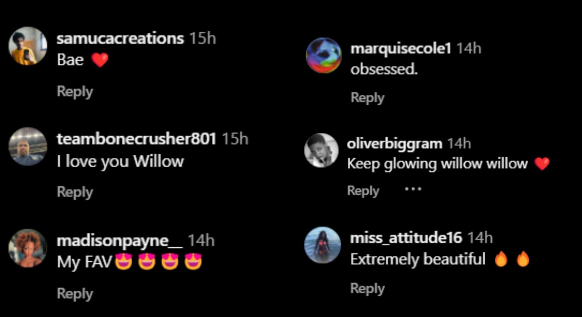 Fan reactions on Willow Smith&#039;s Dior Forever campaign (Image via SportsKeeda)