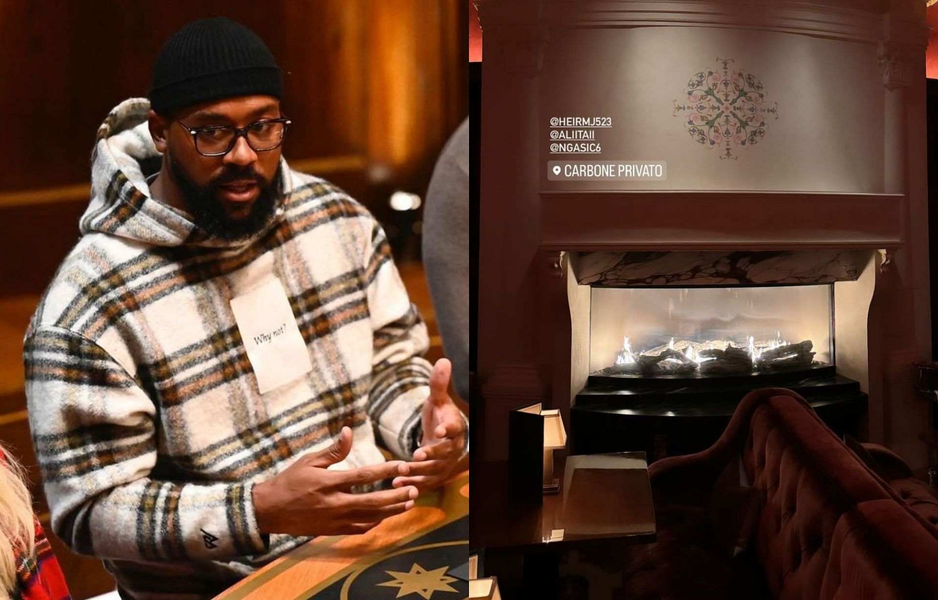 Marcus Jordan shows on his social media page a photo inside the Carbone Privato