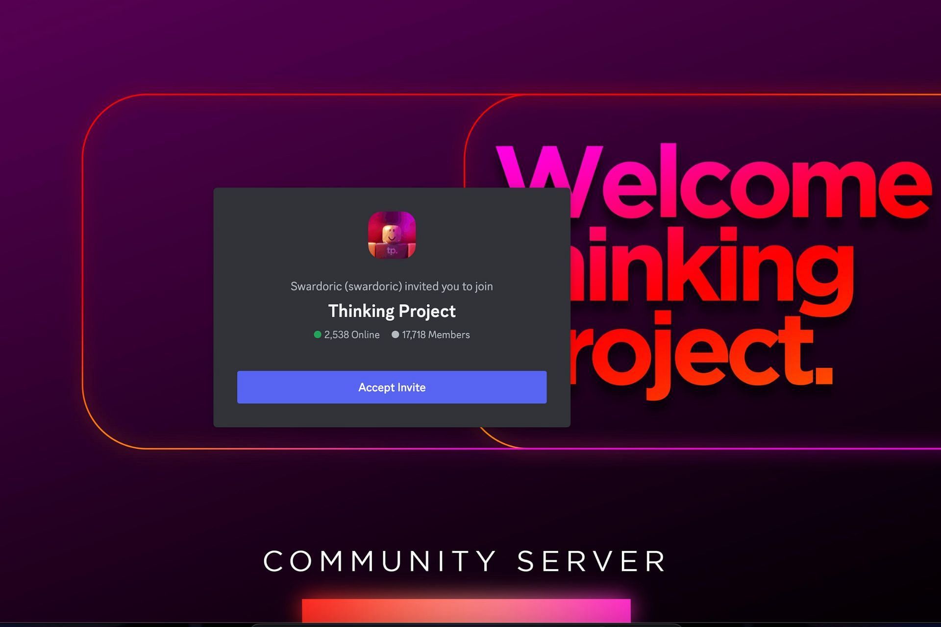 The game&#039;s discord link (Image via Roblox)