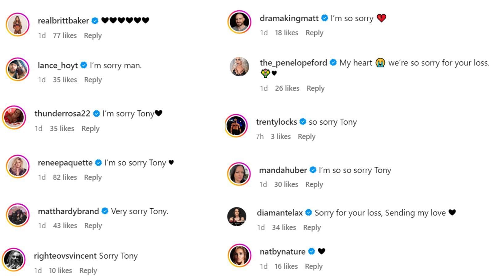 Pro wrestling stars offered their condolences to Tony Schiavone [Image source: Schiavone&#039;s Instagram]