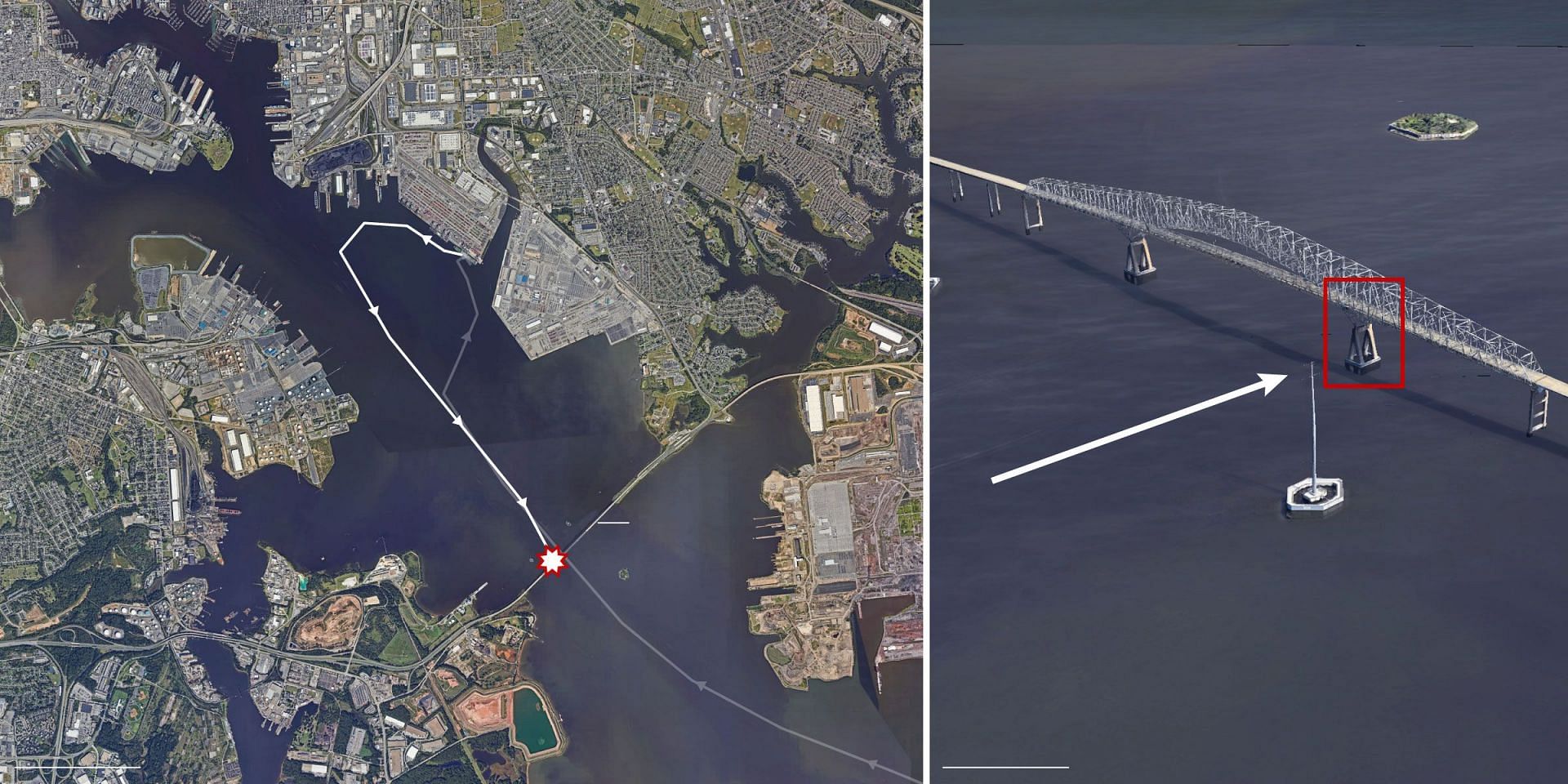 Google Earth images show where the ship crashed (Image via Spiral Globe, Google Earth)