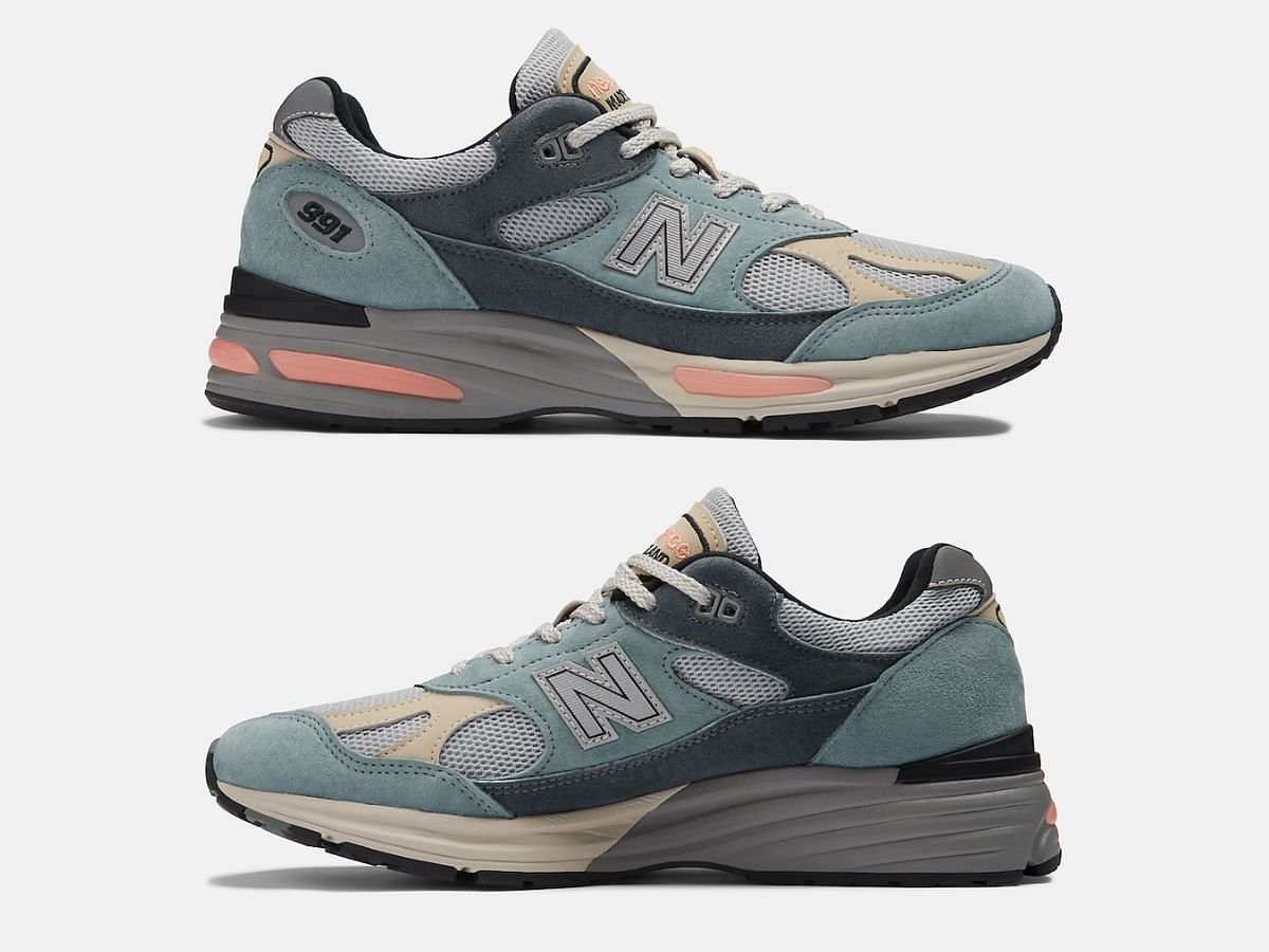 New Balance 991v2 Silver Blue sneakers (Image via Twitter/@SBDetroit)