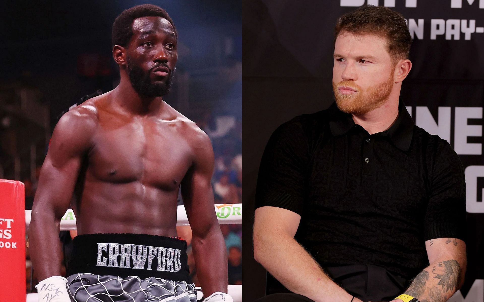 Canelo Alvarez (right) called out for excuses made about fighting Terence Crawford (left) [Images Courtesy: @GettyImages]