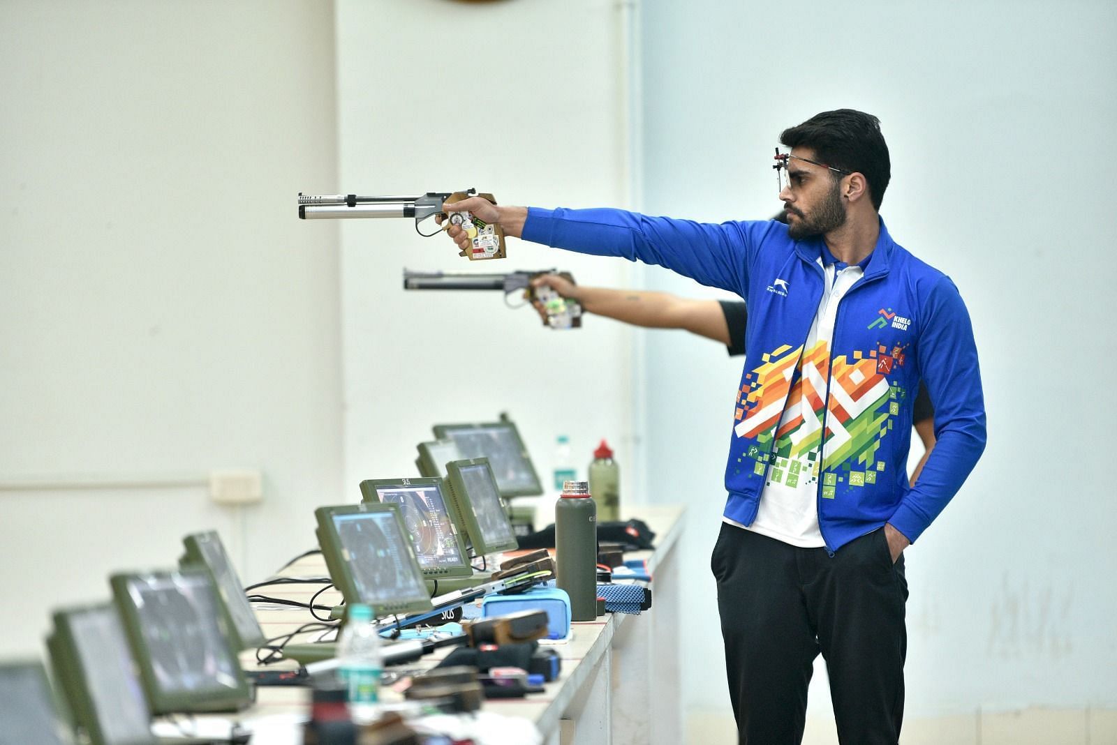 Shooter Arjun Singh Cheema in action