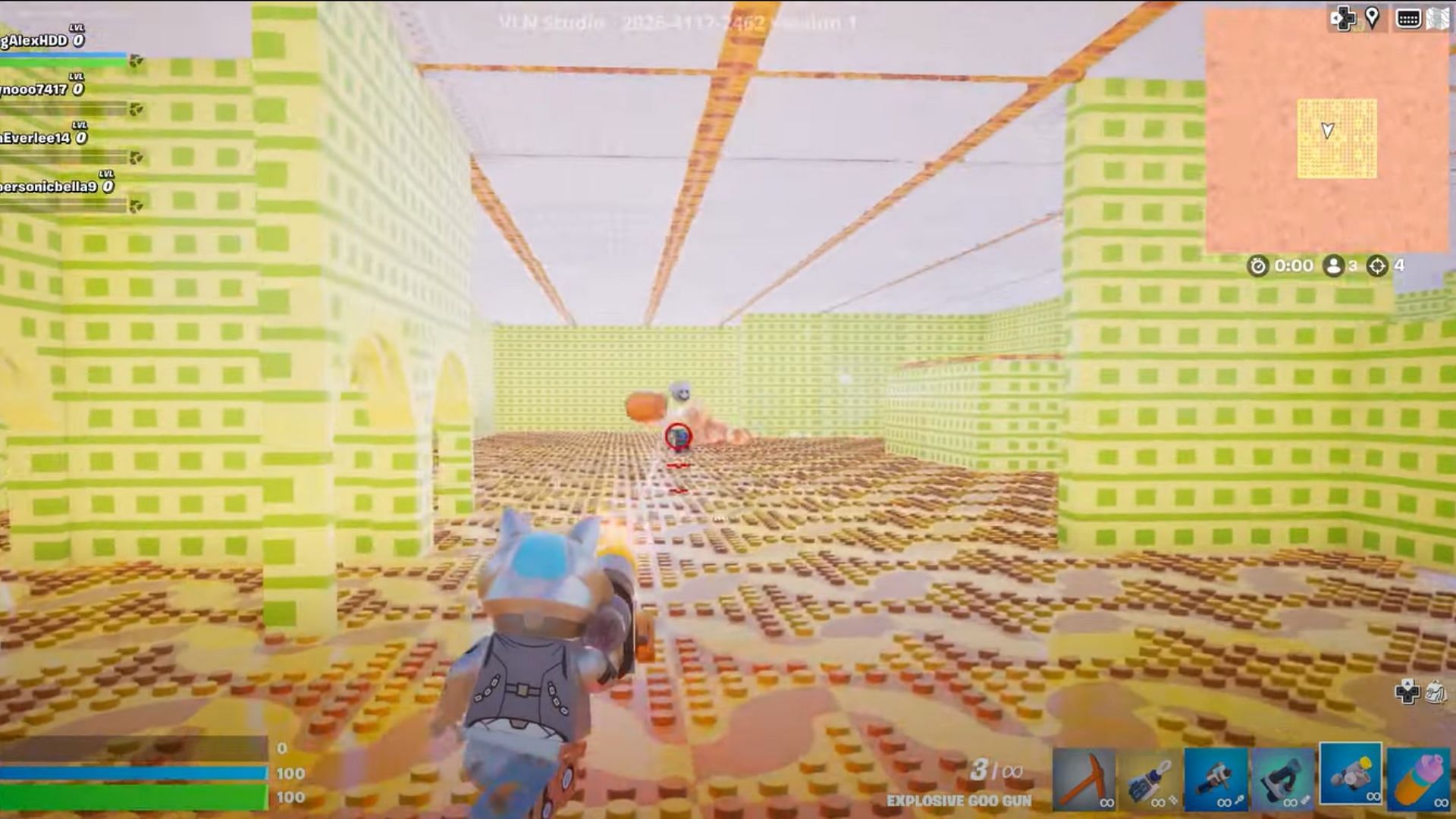 The LEGO Fortnite Blocks Backroom map has surprisingly fast-paced combat (Image via KingAlexHD on YouTube)