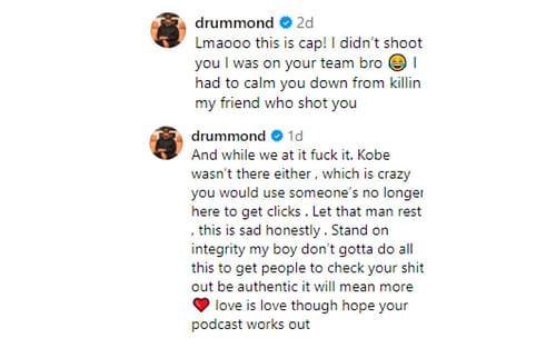 Drummond's comments regarding Jackson's paintballing story [Image courtesy: @jaxxonpodcast - Instagram]