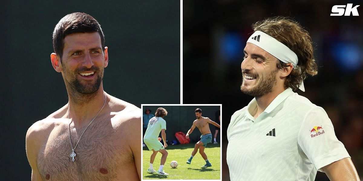 Novak Djokovic and Stefanos Tsitsipas played football in Indian Wells recently