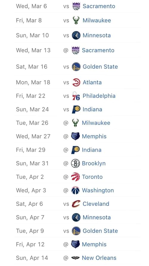 LA Lakers’ remaining schedule