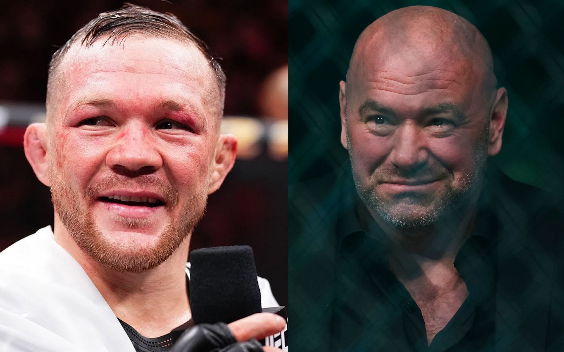 Petr Yan (left) and Dana White (right). [via Getty Images and UFC on YouTube]