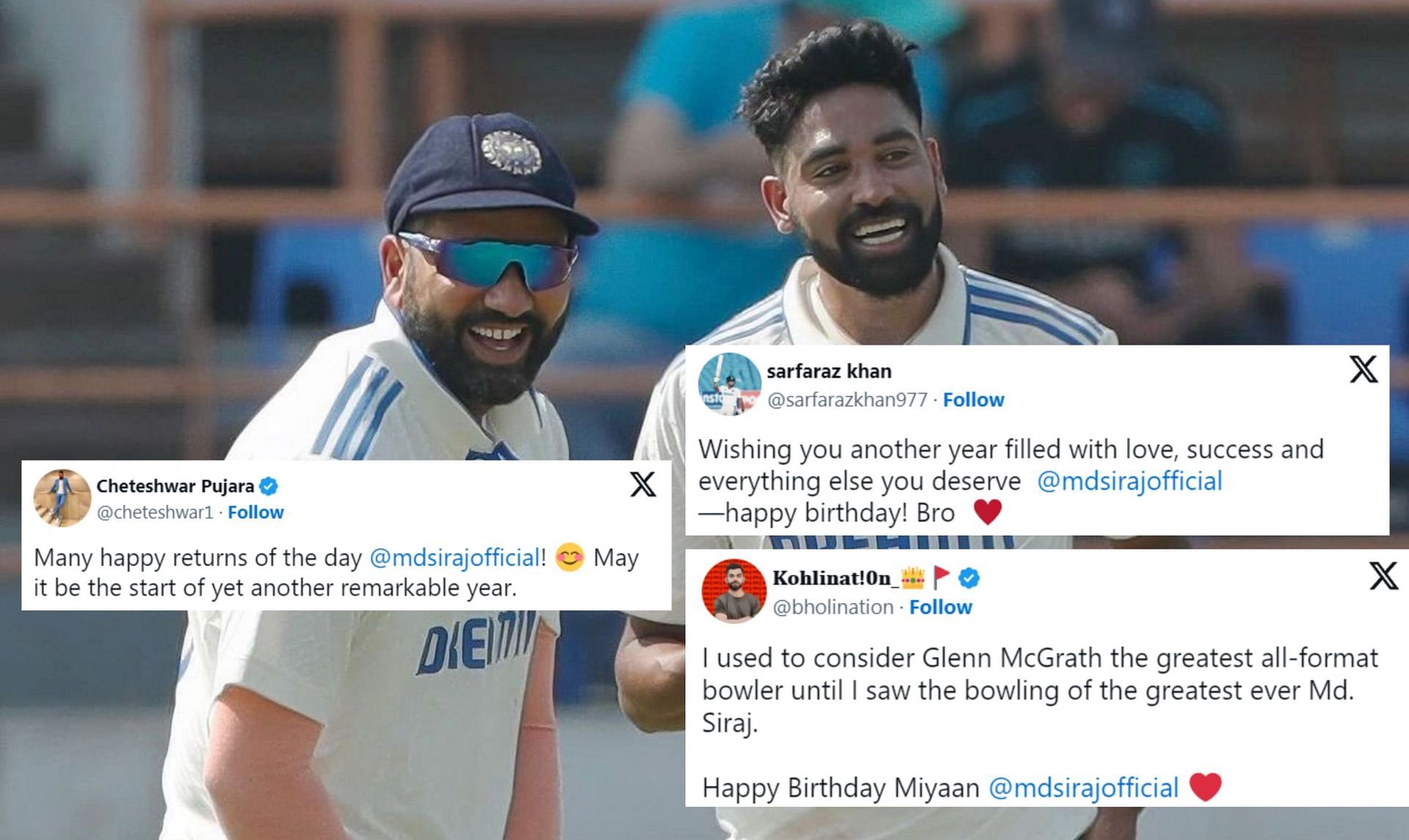 Fans wish Mohammed Siraj on his 30th birthday.
