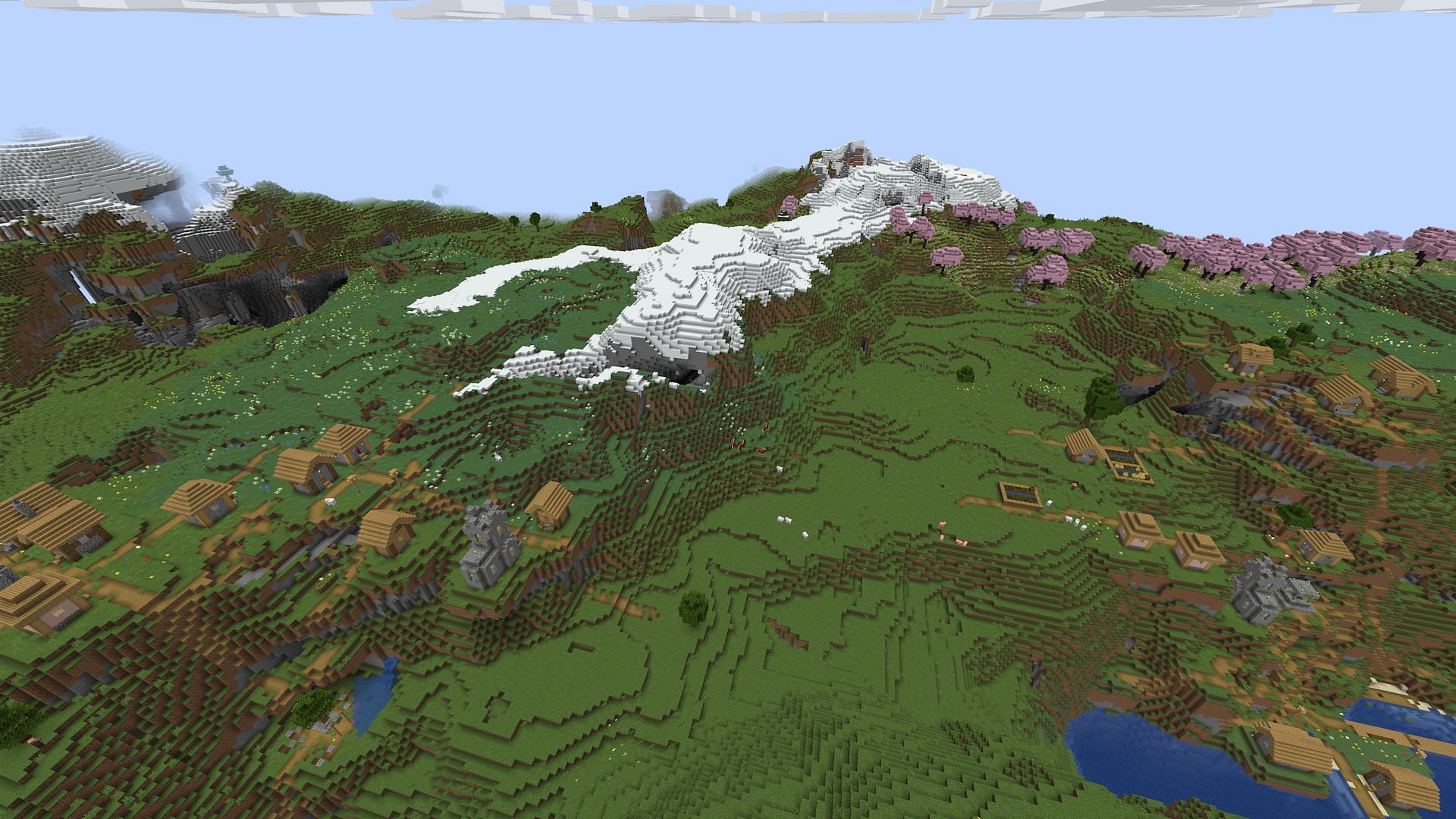 These mountain valleys would be amazing places to settle (Image via Mojang)