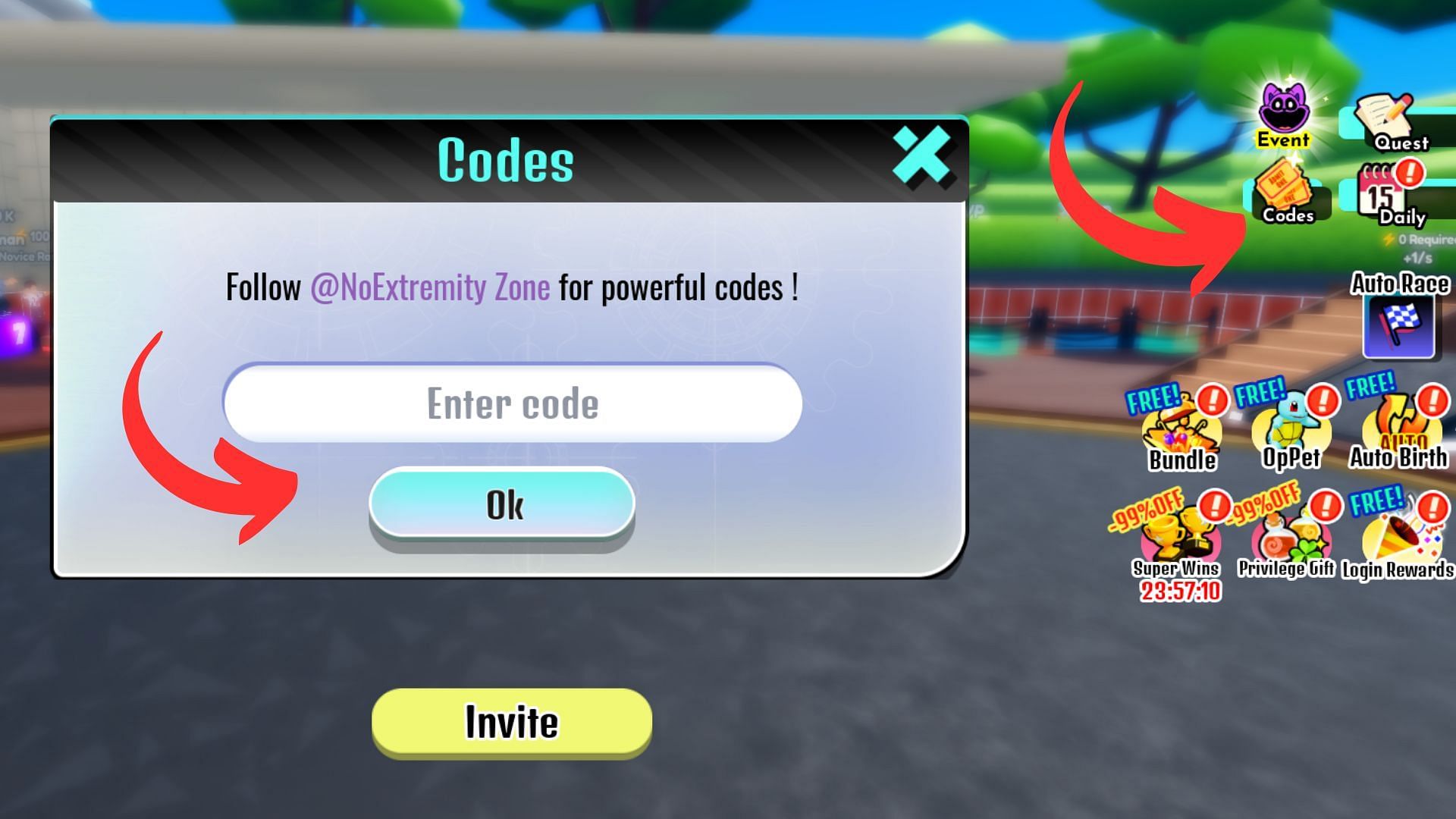 Redeem codes in Bike Race Simulator Codes (Image via Roblox)