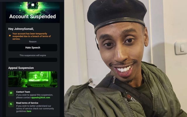 Johnny Somali banned from Kick after getting arrested for pinning