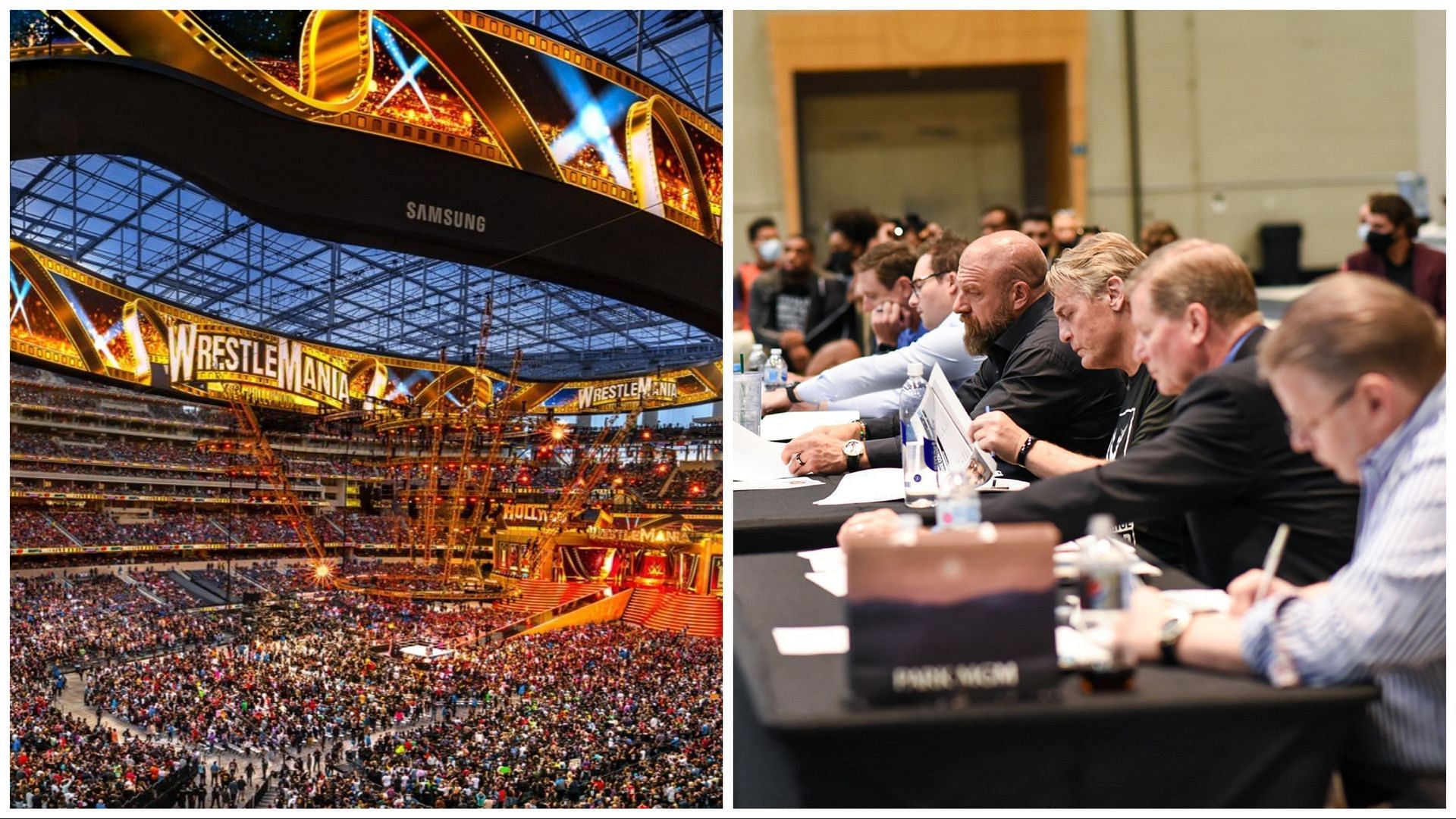 So-Fi Stadium packed for WrestleMania 39, Triple H and other WWE officials at a talent tryout